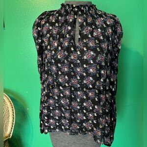 Shoshanna Black Ruffled Long Sleeve Blouse